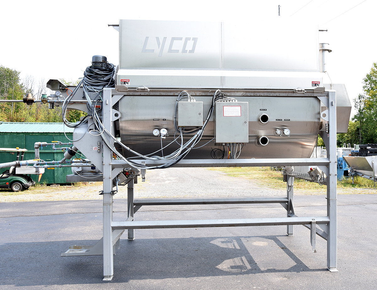 Used Lyco VAPOR-FLOW BLANCHER, 60 inch diameter by 8 feet long, USDA sanitary stainless steel, Alard Equipment Corp item Y4416