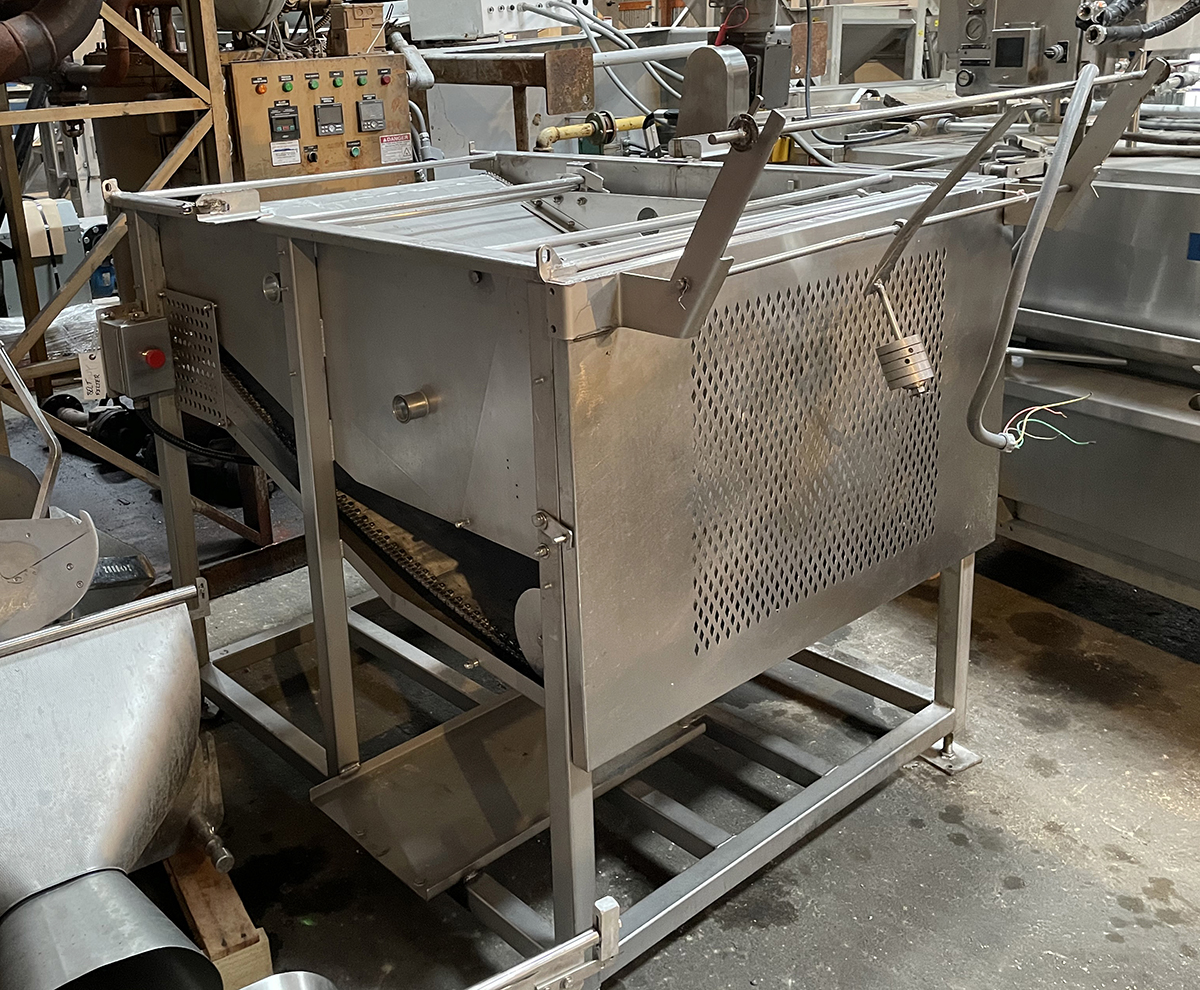 Used Continuous belt-transfer FRYER, natural gas, stainless steel, Stein Model TFF 4019, Alard item Y4917