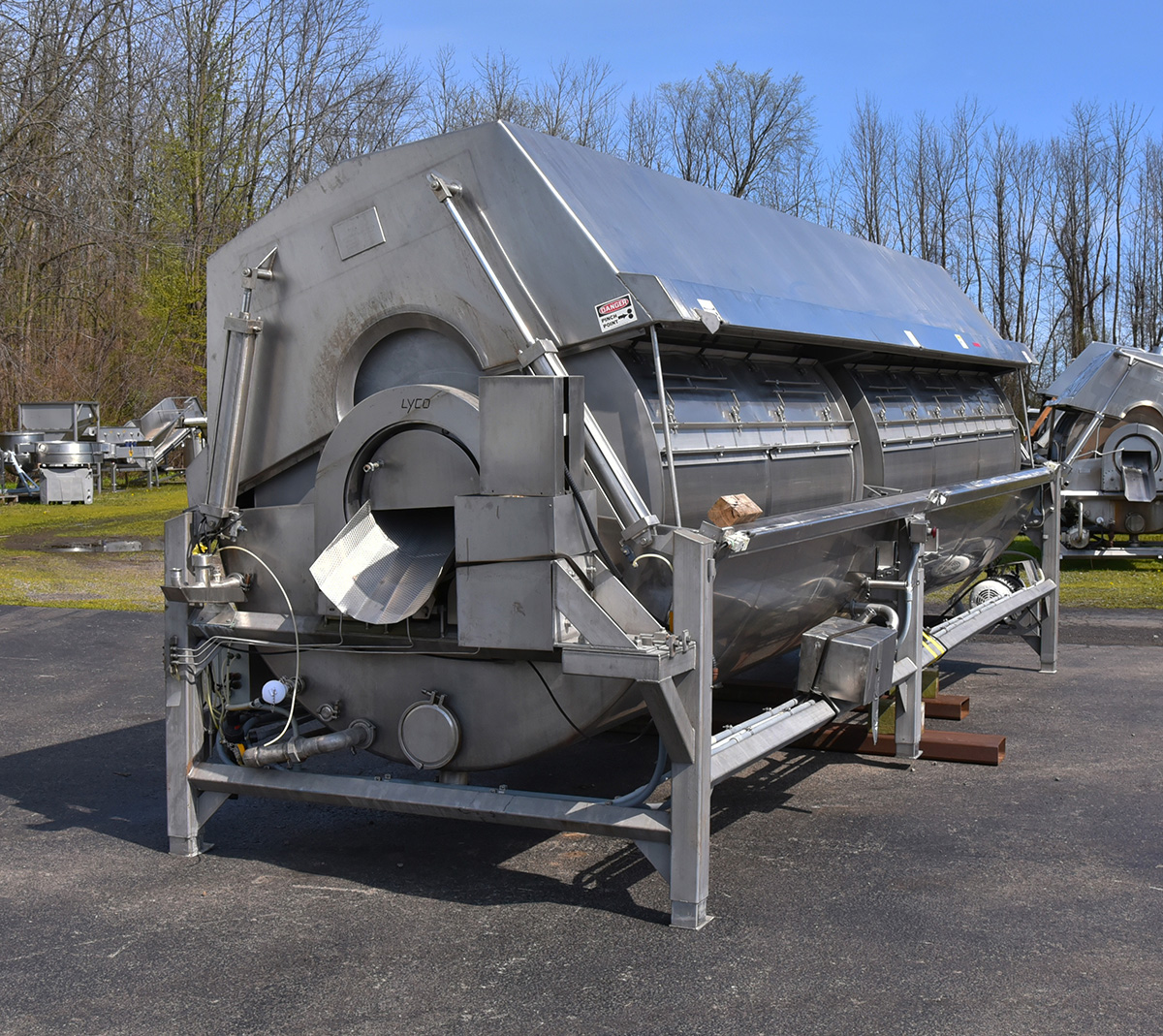 Used Lyco hot water rotary BLANCHER with COOLER section, 60 inch dia, 12 foot cook, 8 foot cool, Alard item Y5263