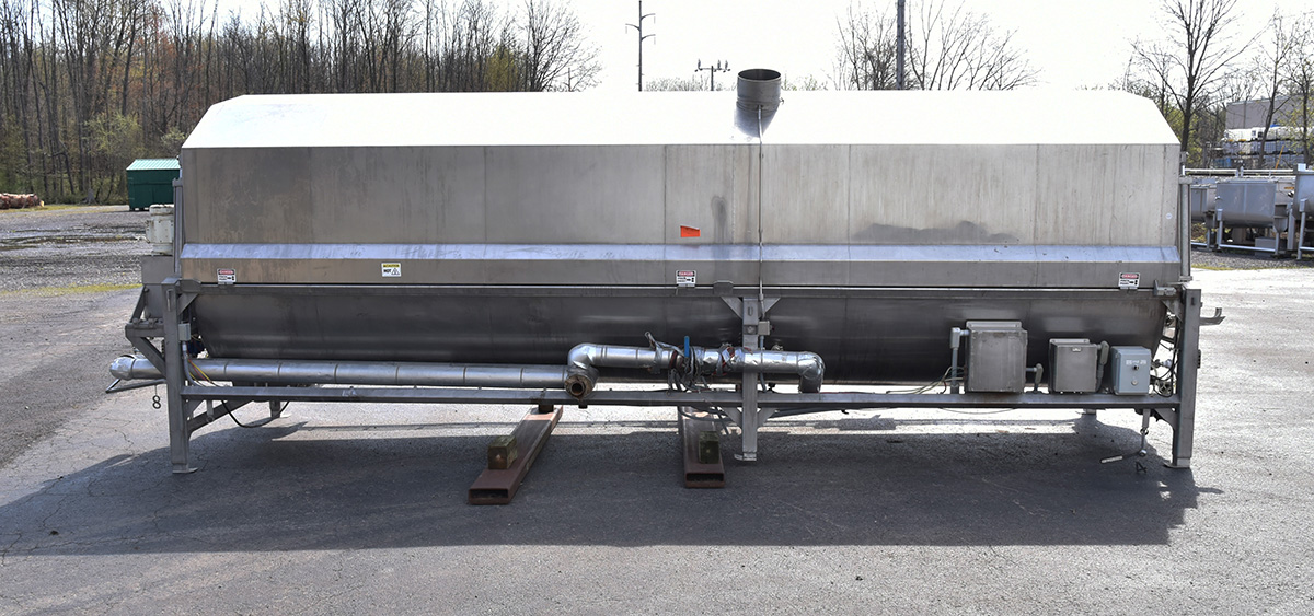 Used Hot water rotary BLANCHER with COOLING section, 60 inch dia, 12 foot blanch, 8 foot cool, Alard item Y5263