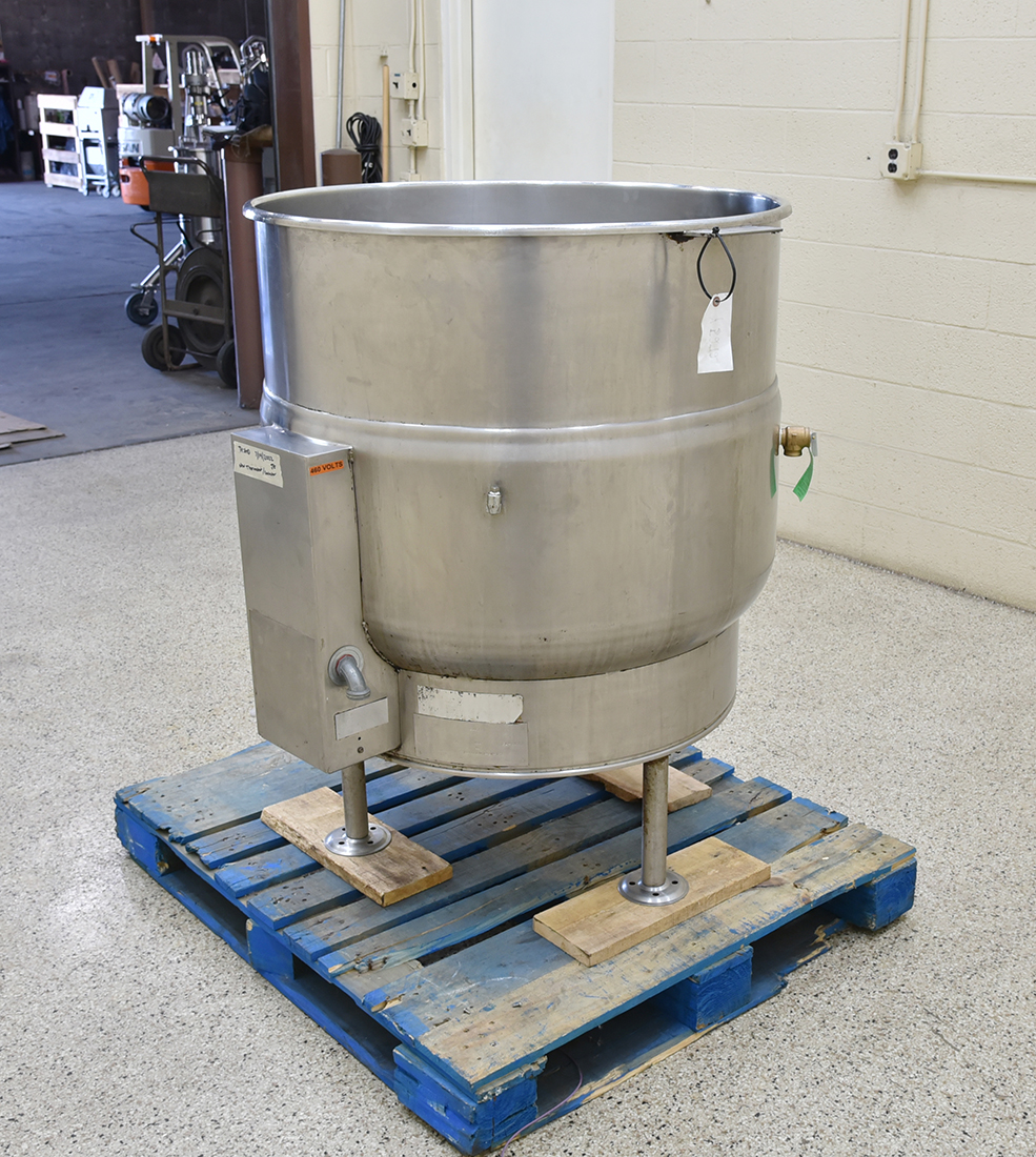Used Crown Electric EL-80, 80 gallon self-contained electric KETTLE, stainless steel, front bottom outlet, Alard item Y5272